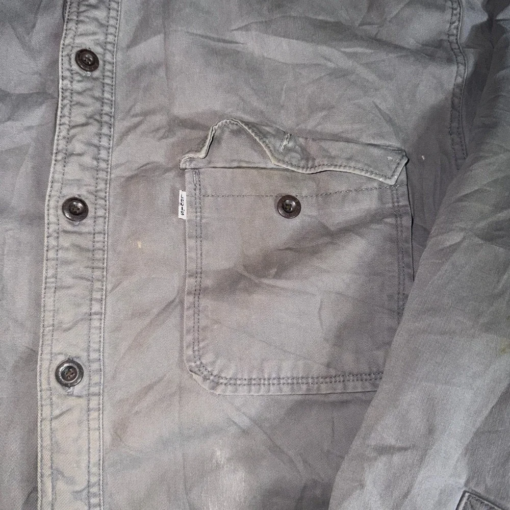 Levi's Mens XXL Sherpa Lined Shirt Jacket Gray Blue Cotton Workwear Shacket - Picture 4 of 8